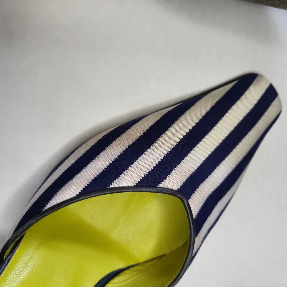 Donald J. Pliner Black and White Striped Heels - Picture 2 of 16